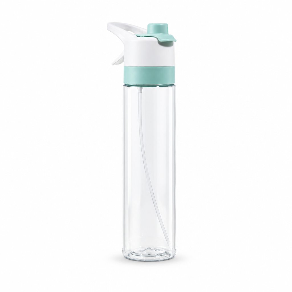 Tritan blue AquaBoost sports water bottle on a white background