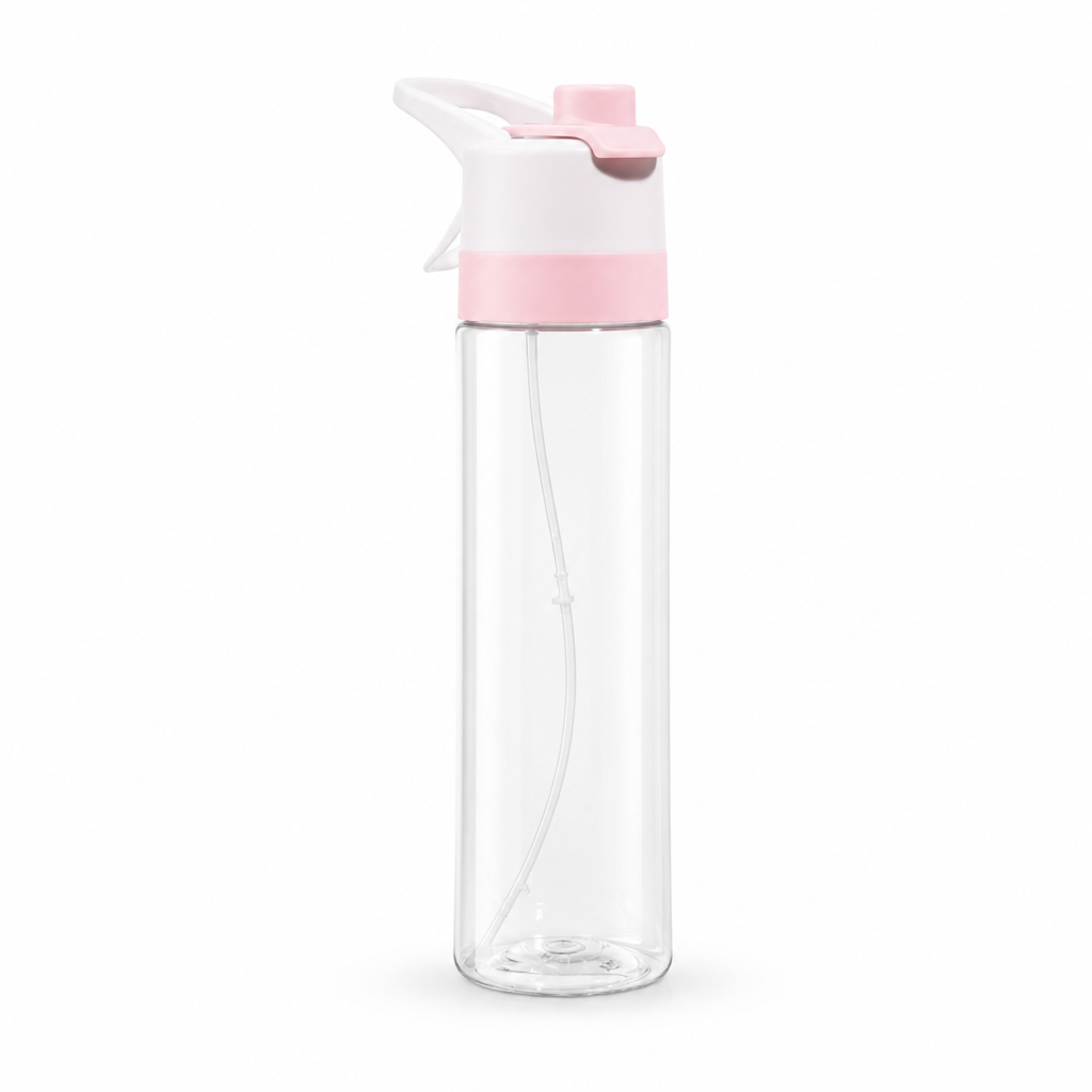 Tritan pink AquaBoost sports water bottle on a white background