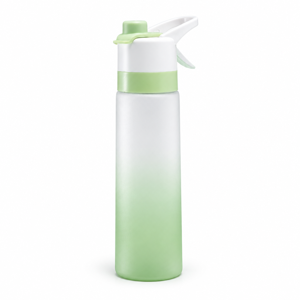 Green AquaBoost sports water bottle on a white background