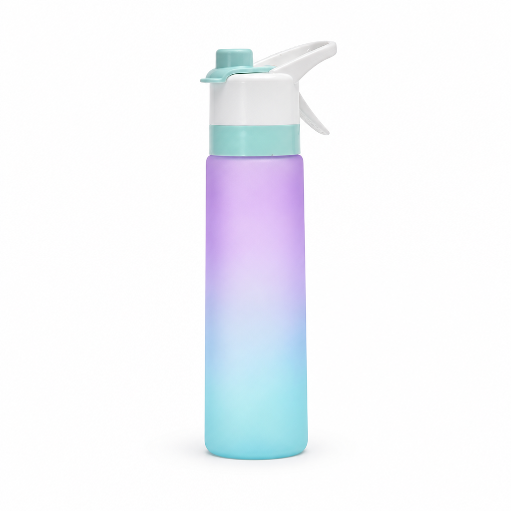 Purple AquaBoost sports water bottle on a white background
