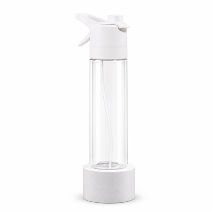 Tritan white AquaBoost sports water bottle on a white background