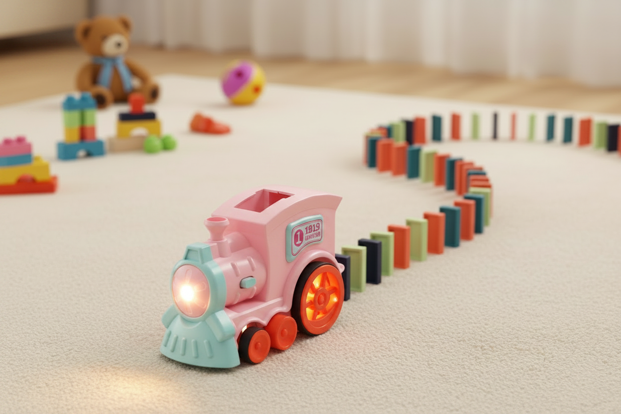 Light Pastel Pink Domino Train Set