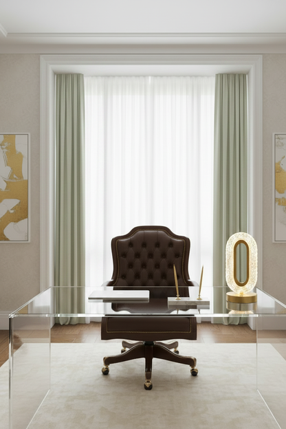 Luxury Crystal Table Lamp - Light Green Drapes