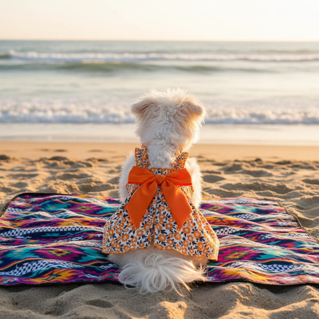 Orange Dress - Back View Beach