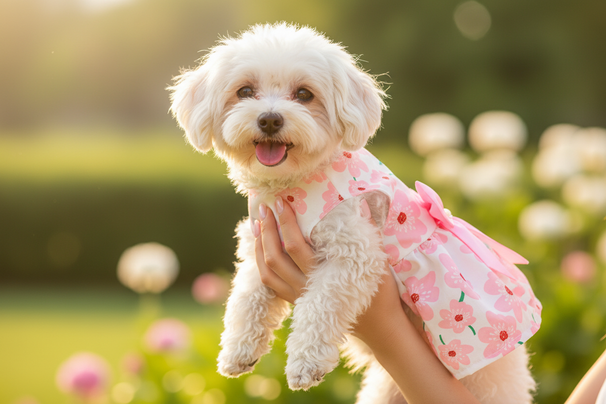 Pet Dress Held Outdoors