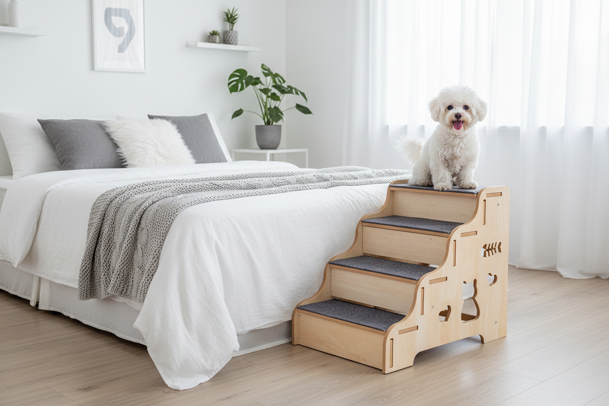 Pet Stairs Scandinavian Bedroom