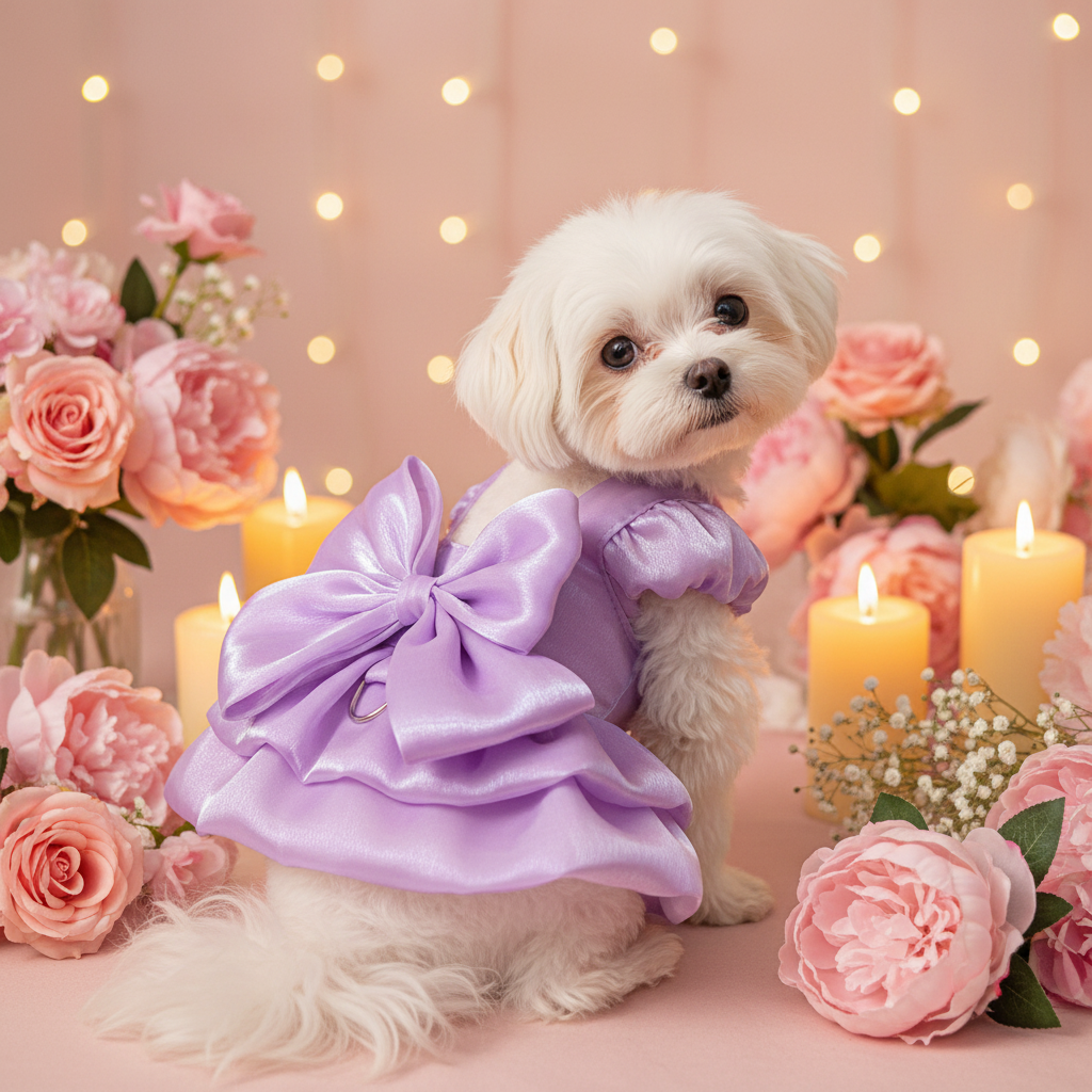 Pink Wedding Dress - Puff Sleeves