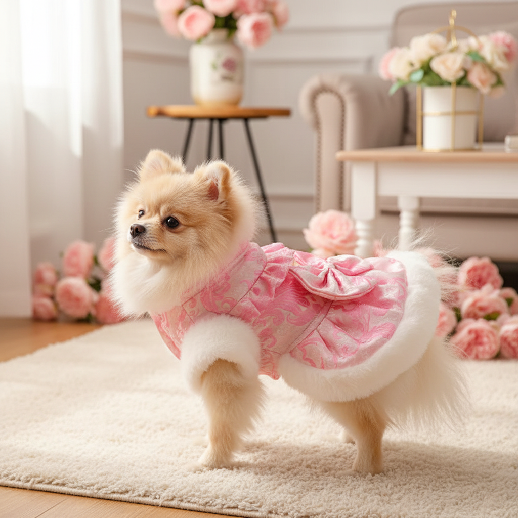 Pink Winter Pet Dress Lifestyle