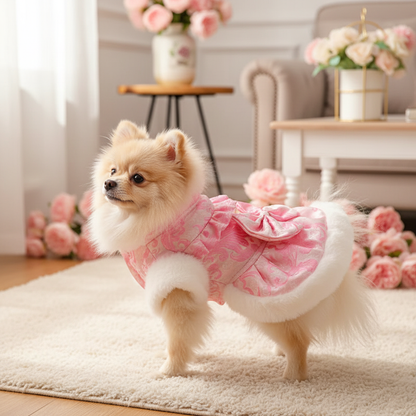 Pink Winter Pet Dress Lifestyle