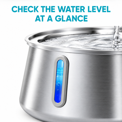 Water-level indicator close-up with aqua headline