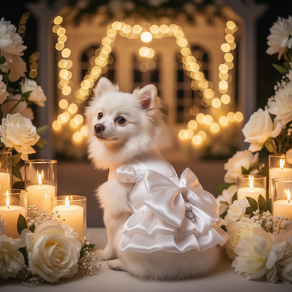 White Wedding Dog Dress Lifestyle